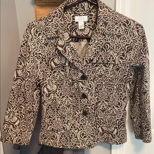 LOFT Black and White Blazer with Elegant Pattern